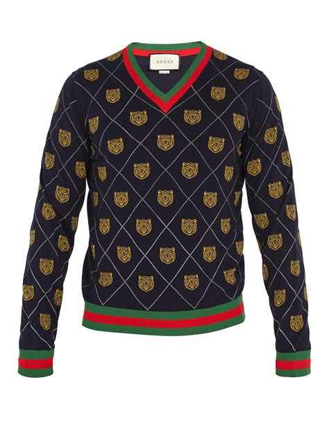 blue gucci wool sweater|black and white gucci sweater.